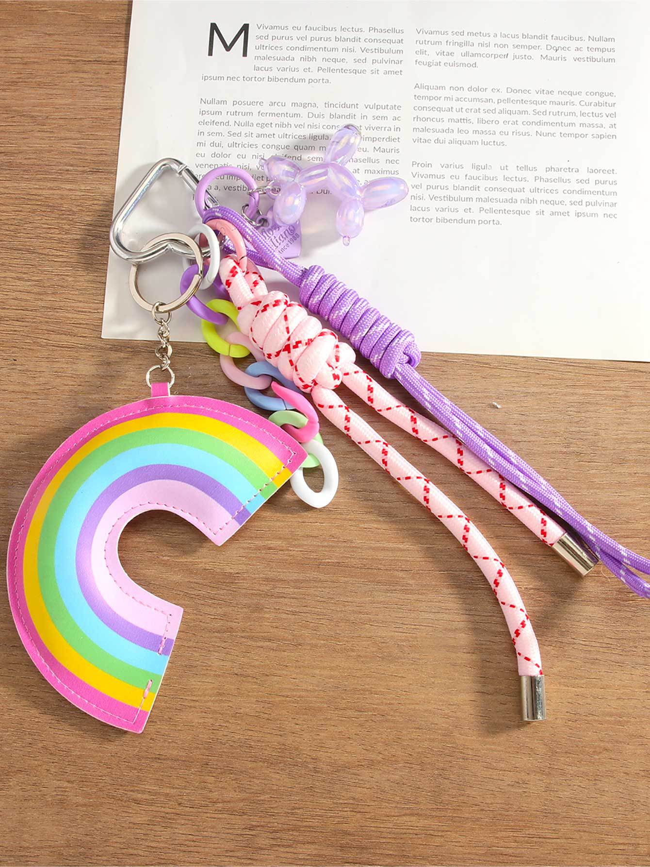 Rainbow Dog Rope Keychain Bag Charms