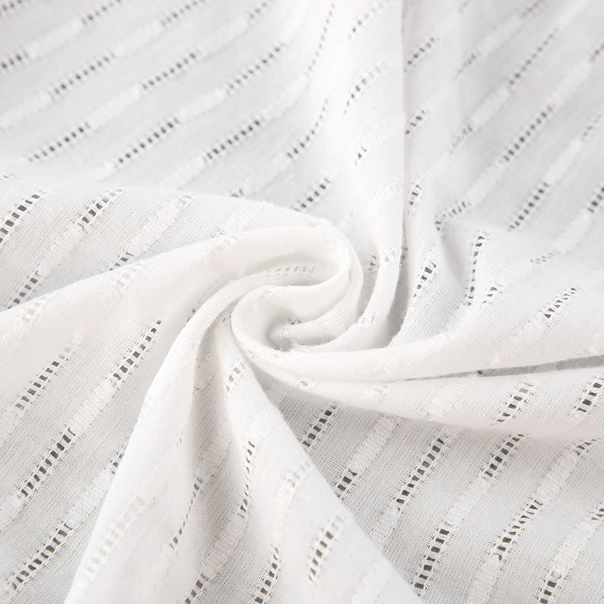 Jacquard Puff Sleeve Shirt Short Set