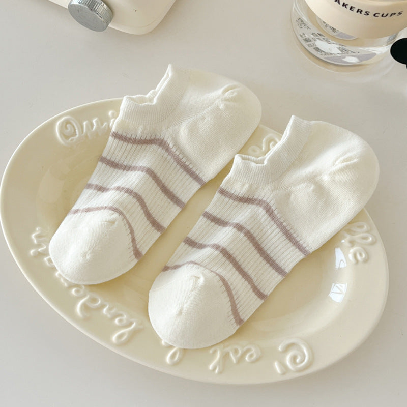 Striped Color Block Low Ankle Socks