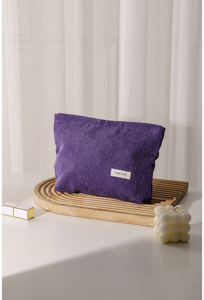 Simple Solid Color Corduroy Cosmetic Bag