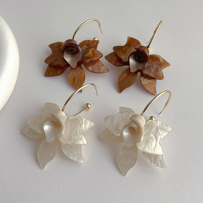 Vintage Large Flower Petal Dangle Earrings