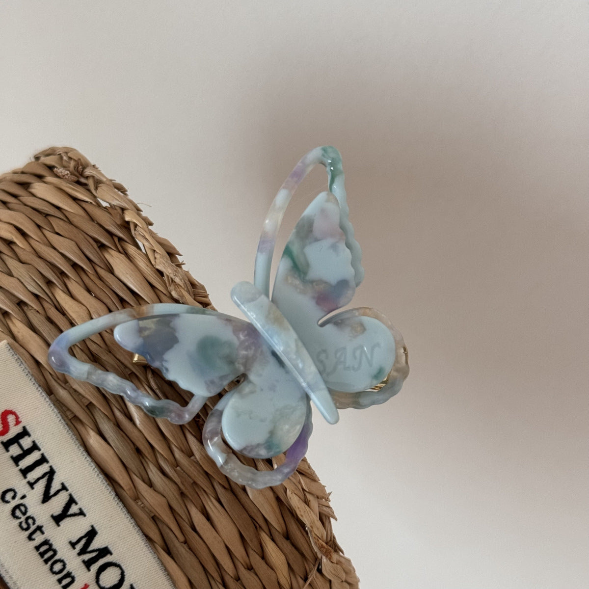 Elegant Iridescent Butterfly Acetate Hair Clip