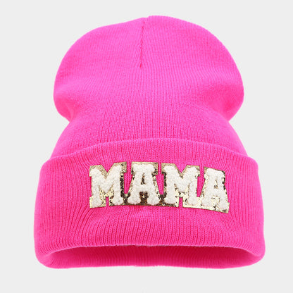 Simple Solid Color Letter Embroidery Knit Beanie