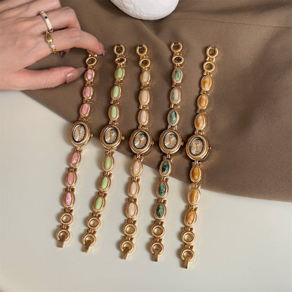 Vintage Gold Oval Dial Bracelet Quartz Watch