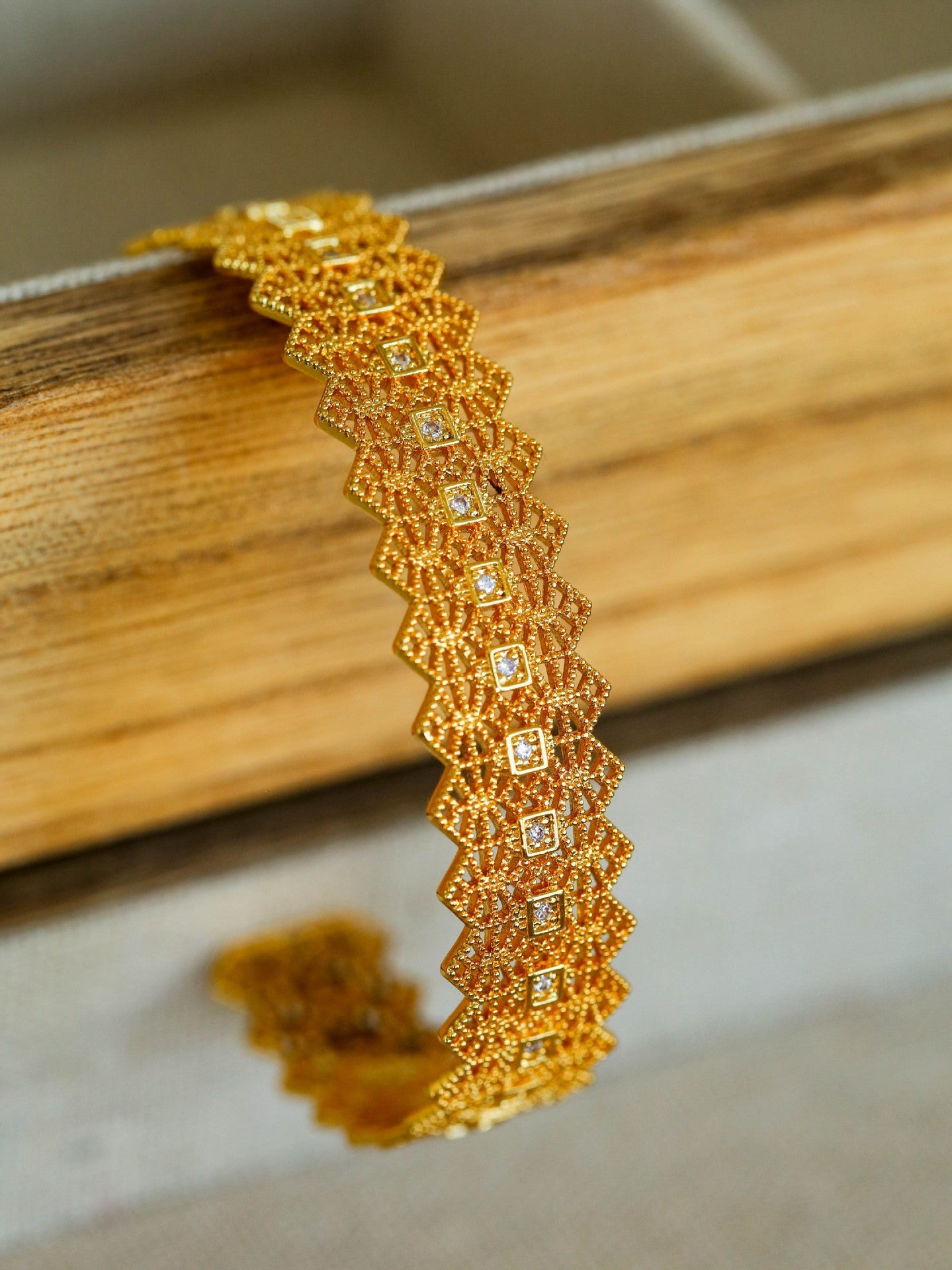 Fashion Lace Geometric Hollow Cuff Bracelet