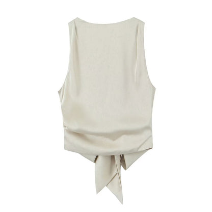 Sexy Backless Tie Back Cropped Top