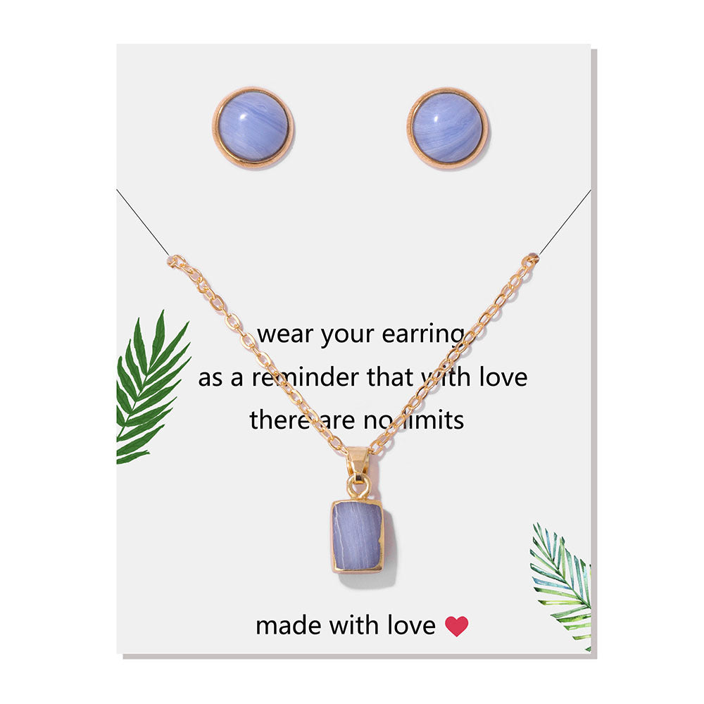 Vintage Stone Pendant Earring Necklaces Set