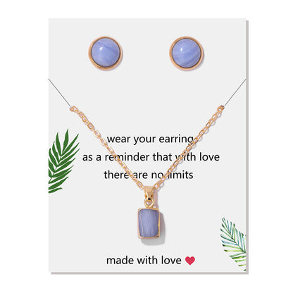 Vintage Stone Pendant Earring Necklaces Set