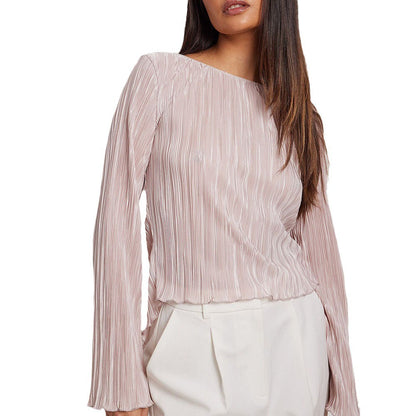 Elegant Ruched Flared Sleeve Back-Tie Top