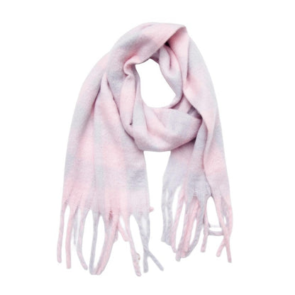 Plaid Contrast Color Tassel Scarves