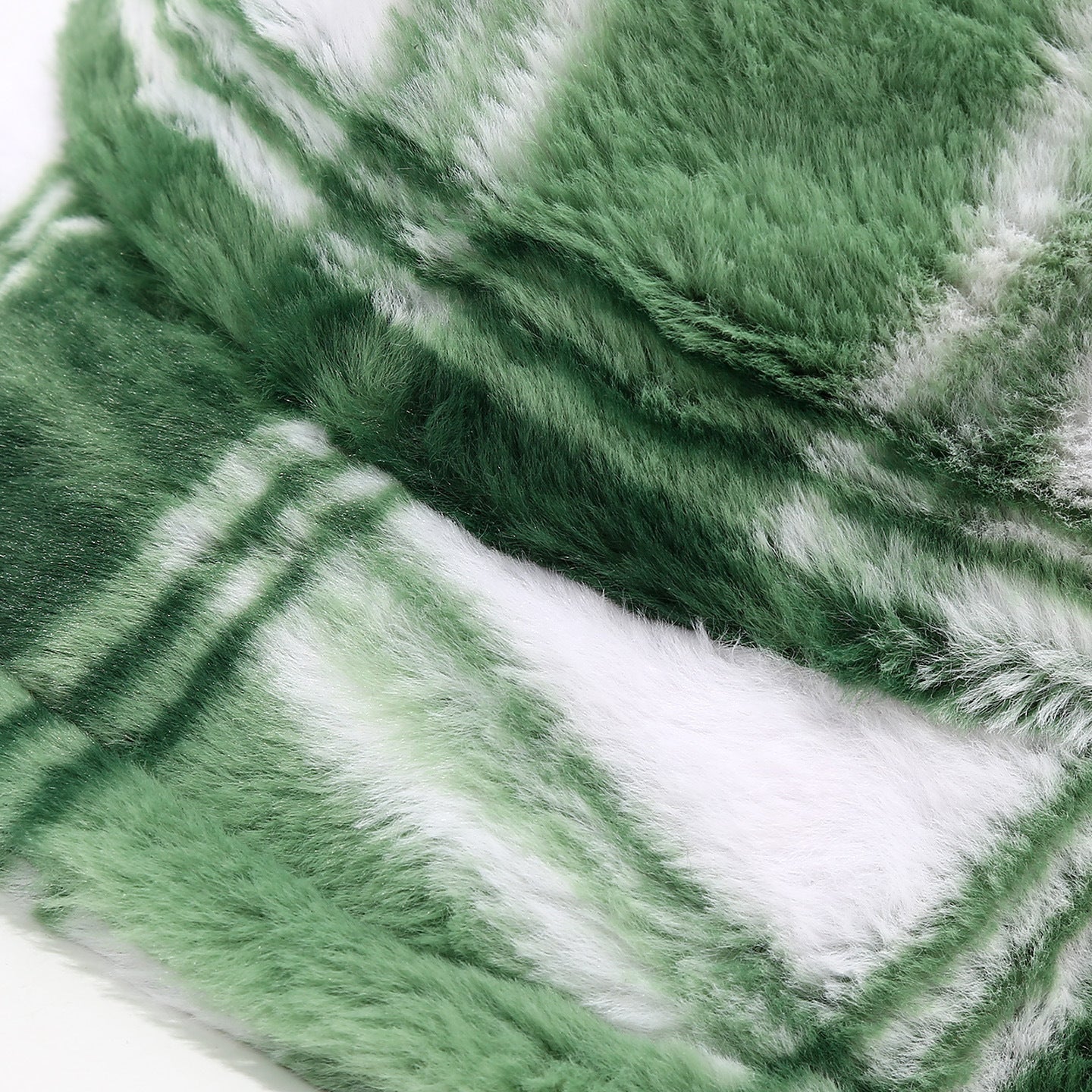 Color Block Plaid Soft Fleece Bucket Hat