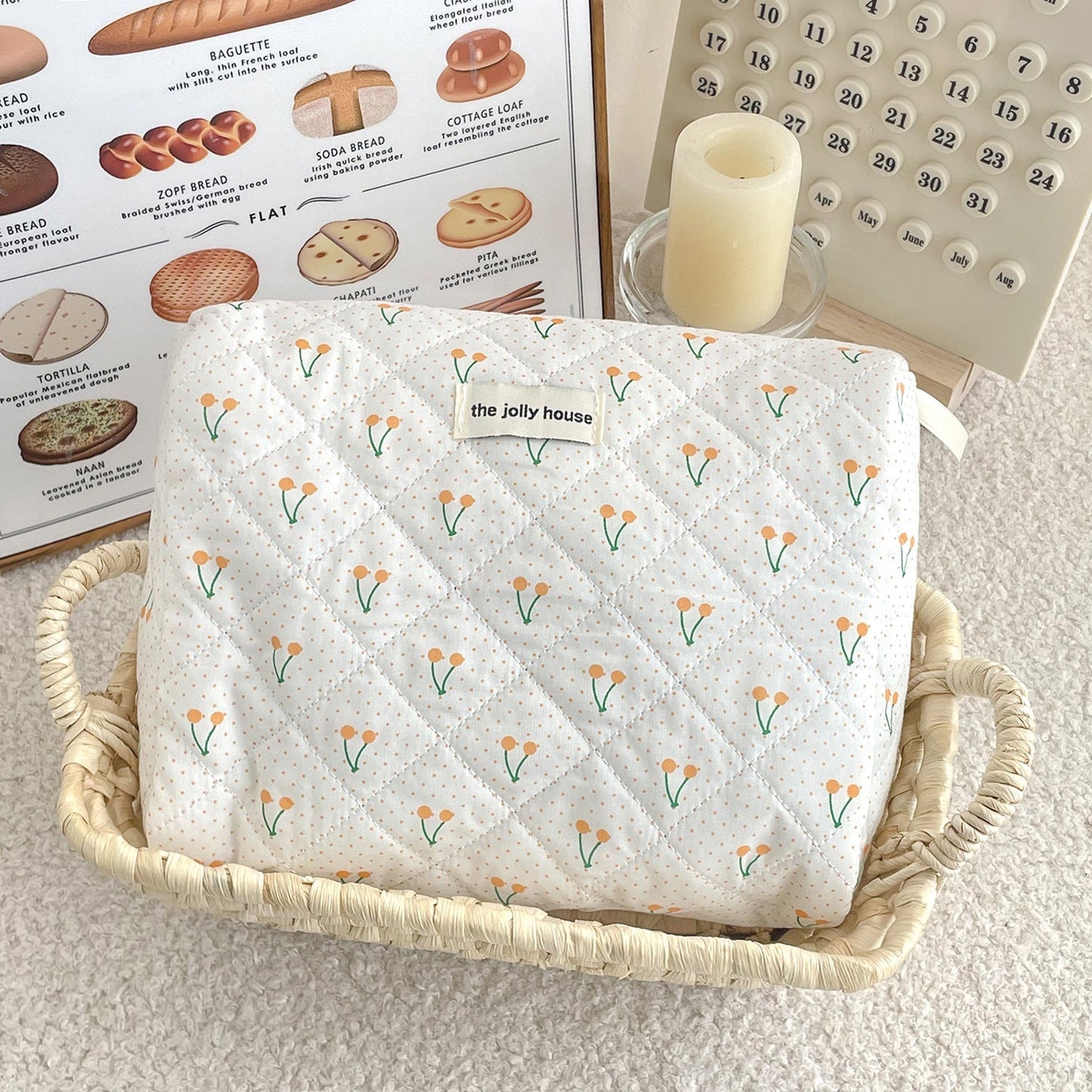 Polka Dot Cherry Print Make Up Bag