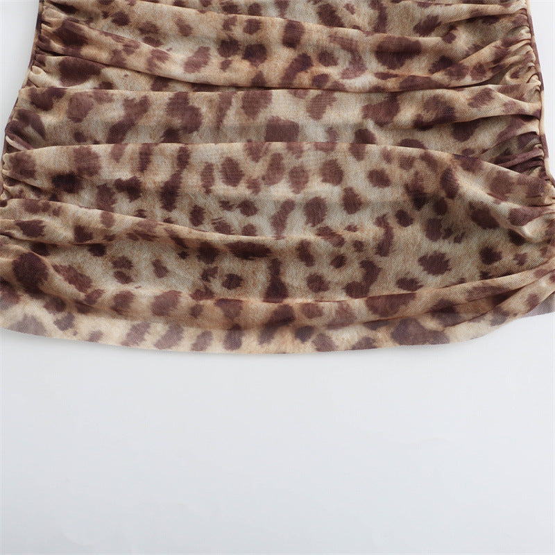 Leopard Print Bandeau Top and Skirt Sets