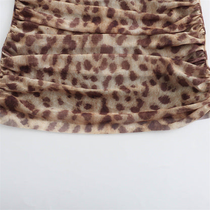 Leopard Print Bandeau Top and Skirt Sets