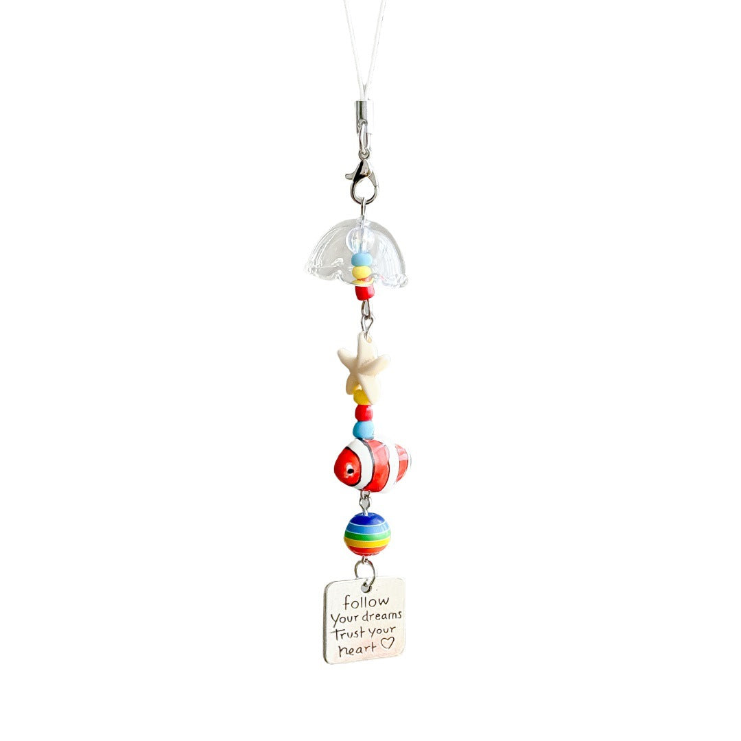 Minimalist Wind Chime Fish Beaded Phone Charm