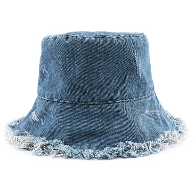Solid Color Washed Ripped Bucket Hat
