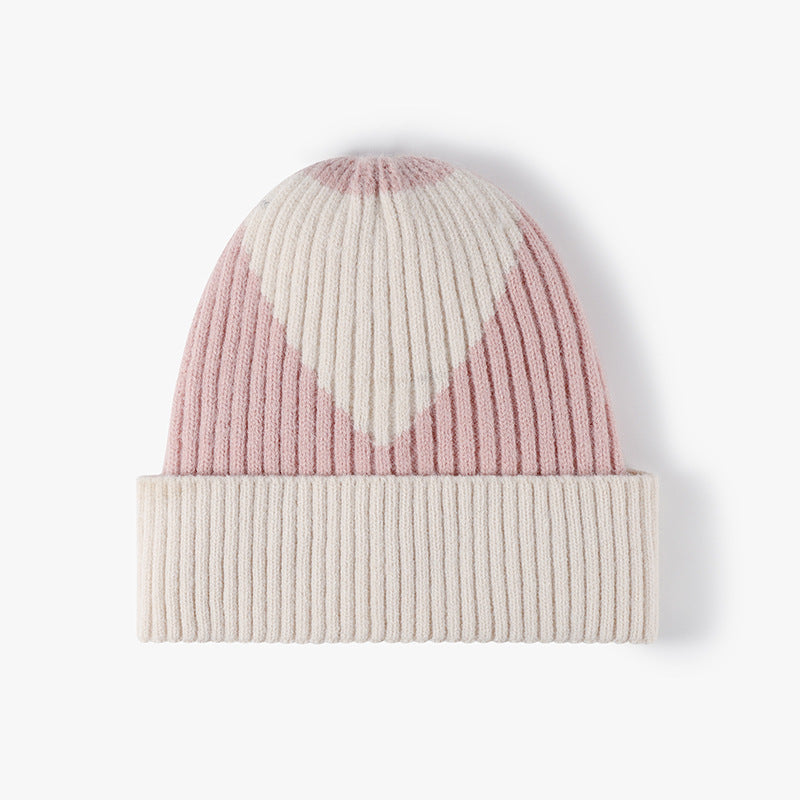 Color Block Love Jacquard Knit Beanie