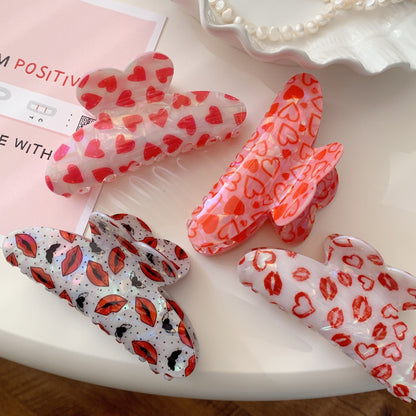 Cute Heart Print Hair Claw