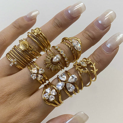 Zircon Layered Adjustable Wide Ring