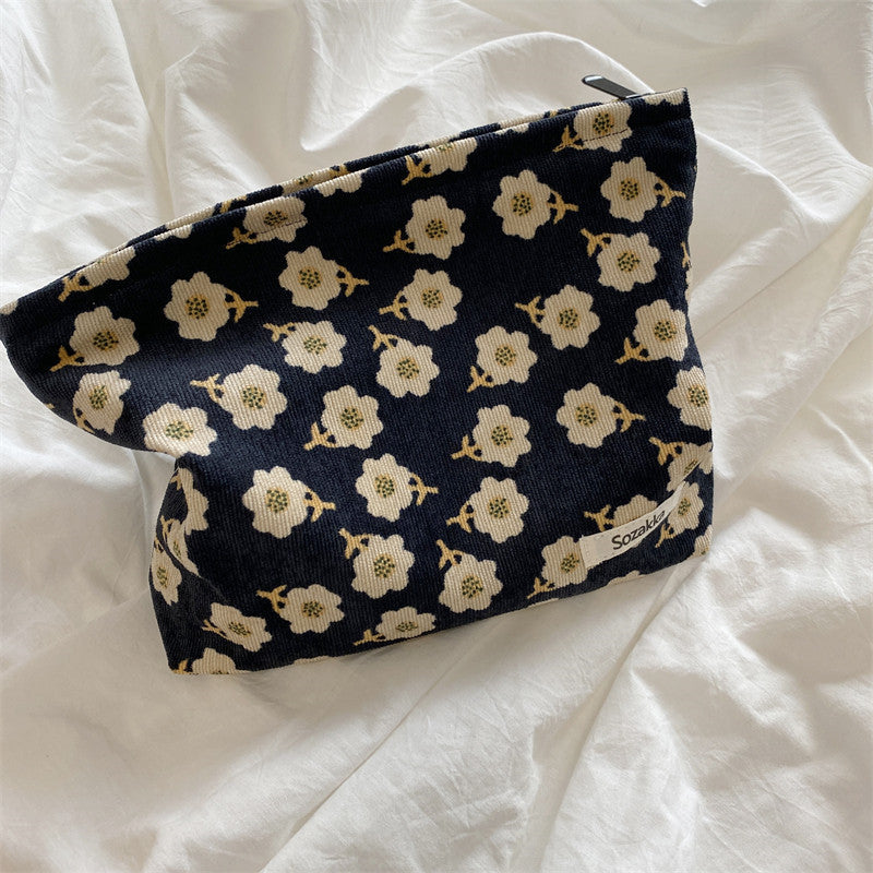 Corduroy Flower Jacquard Simple Make Up Bag