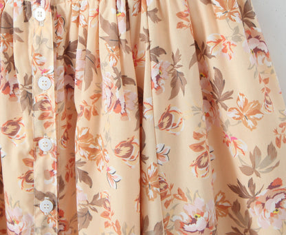 Elegant Square Neck Flower Print Maxi Dresses