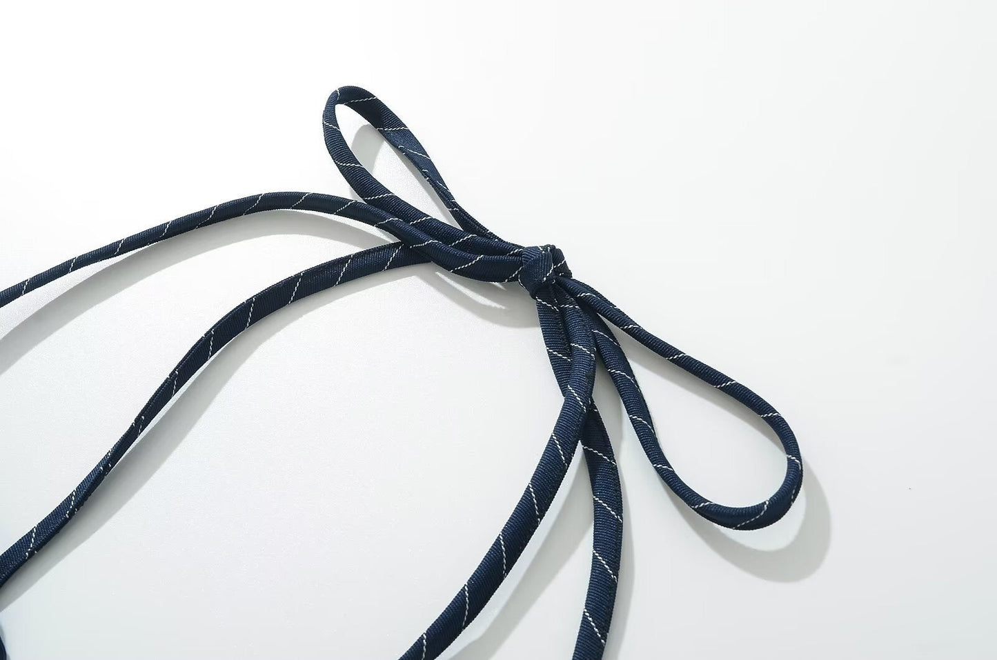 Simple Striped Halter Tie Back Mini Dresses