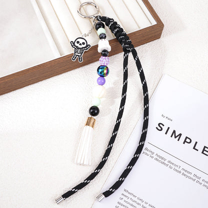 Halloween Cartoon Skull Beads Braided Bag Charm