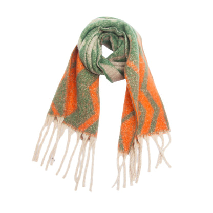 Gradient Color Print Tassel Scarf