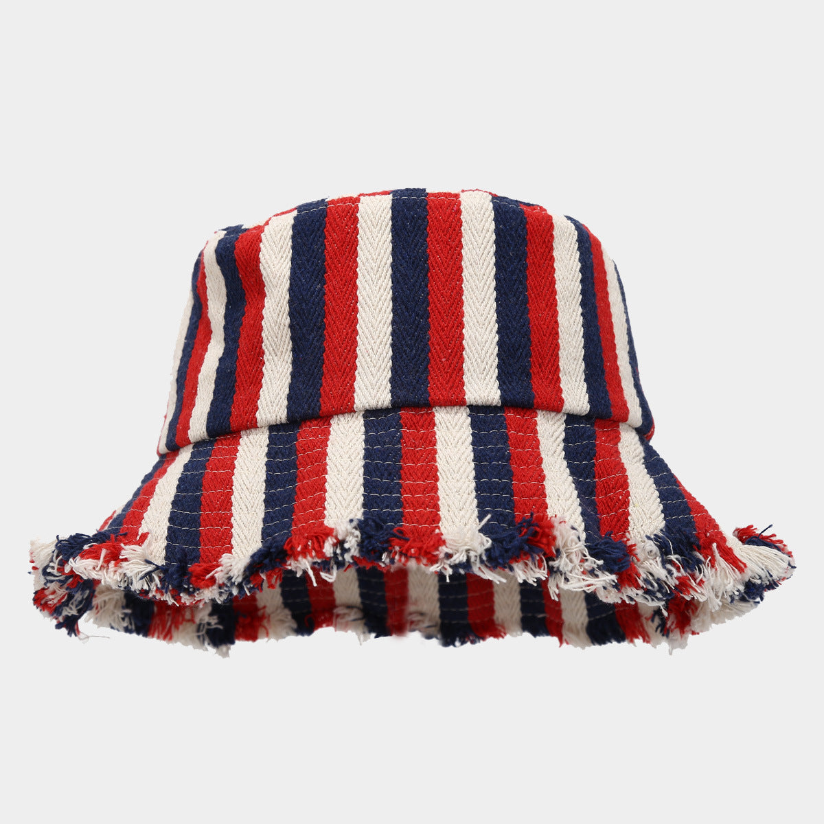 Trendy Striped Frayed Edge Fisherman Hat