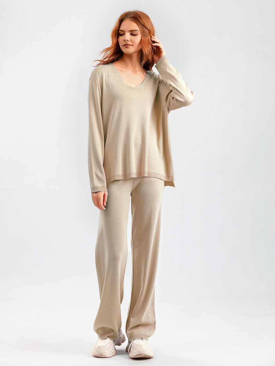 2+ Solid Color V-Neck Knit Sets