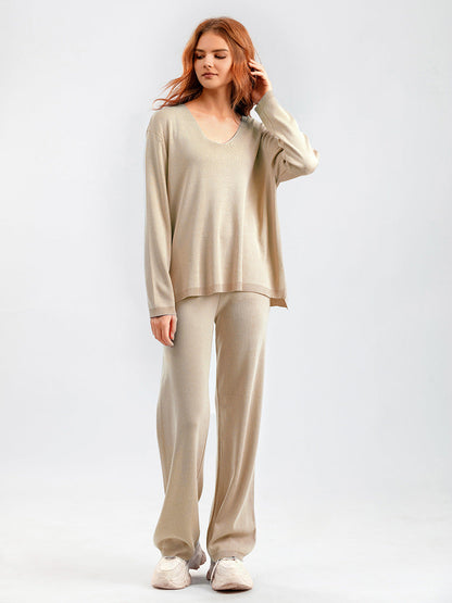 2+ Solid Color V-Neck Knit Sets