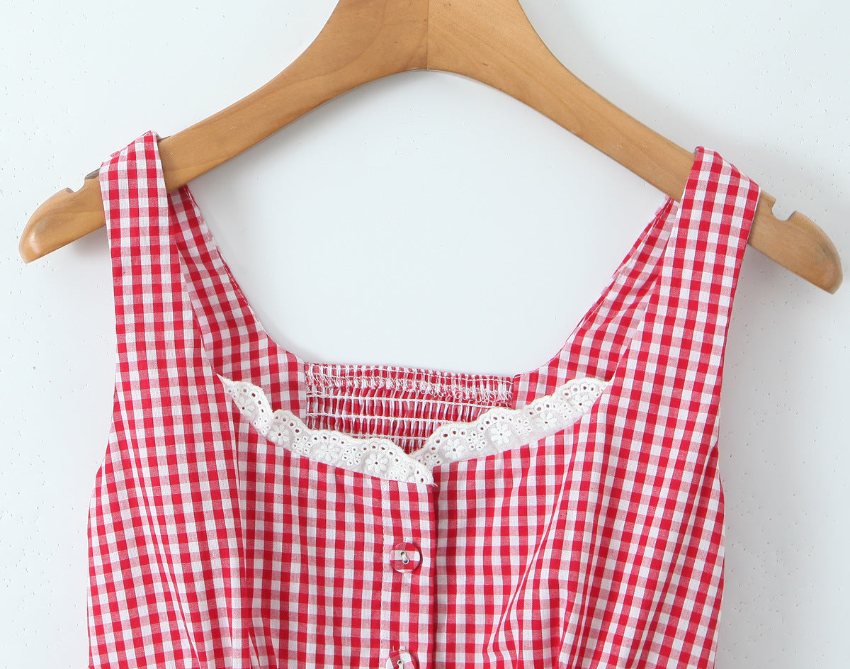 Cute Lace Trim Cami Pleated Bubble Shorts Set