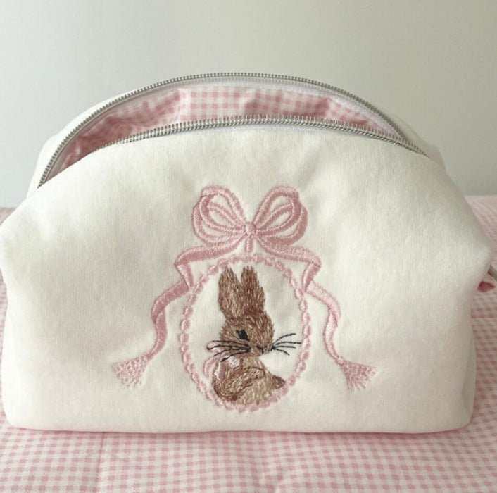 Cute Bow Flower Print Makeup Bag