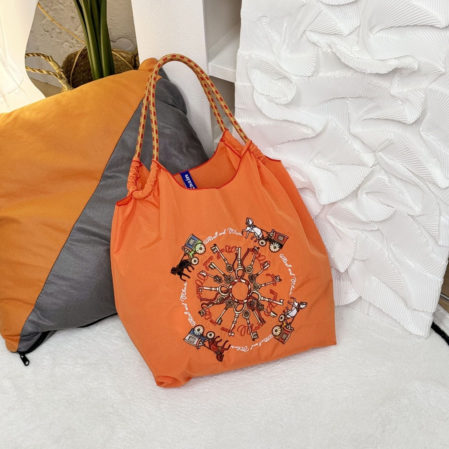 Love Embroidered Large Capacity Shopping Bag