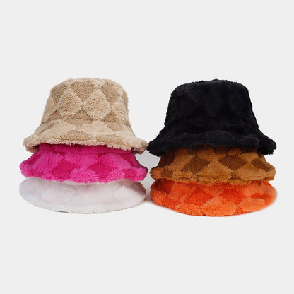 Solid Color Simple Diamond Checker Bucket Hats