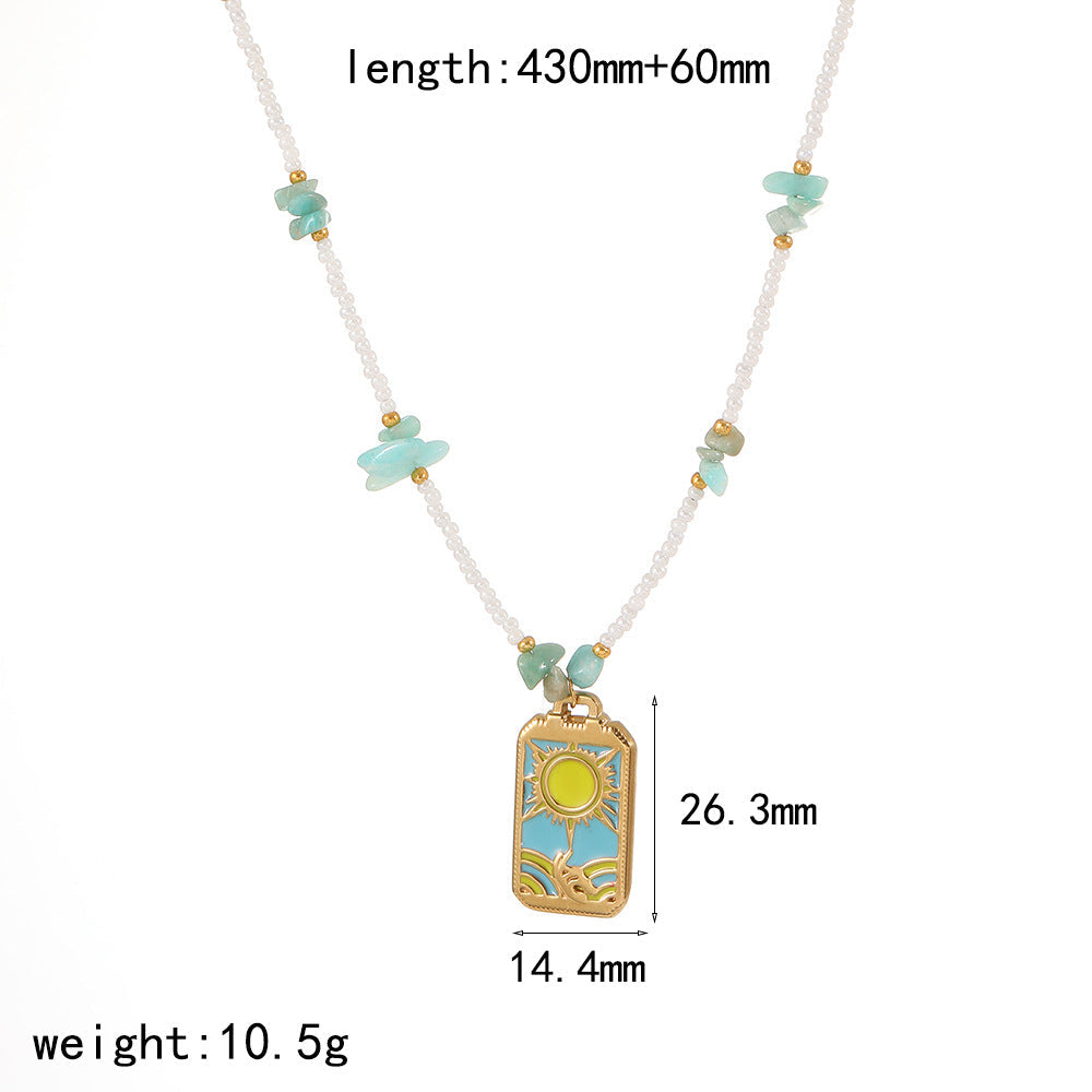 Elegant Enamel Gold Plated Pendant Necklace