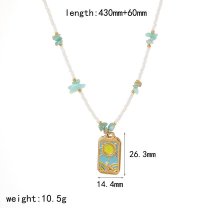 Elegant Enamel Gold Plated Pendant Necklace