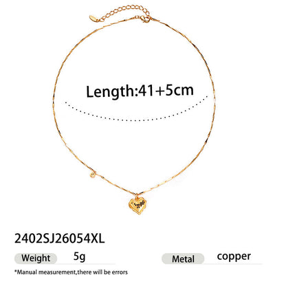 Trendy Zircon Heart Pendant Gold Plated Necklace