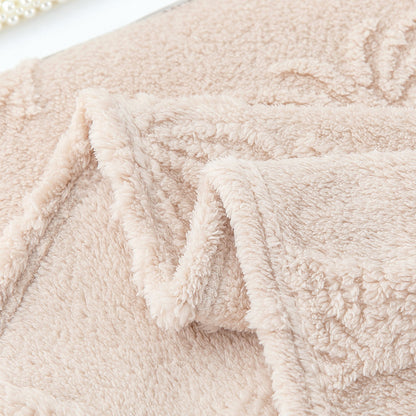 Solid Color Butterfly Jacquard Coral Fleece Blanket