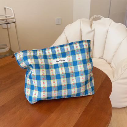 Simple Plaid Polka Dot Makeup Bag