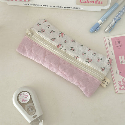 Elegant Flower Print Portable Pencil Case