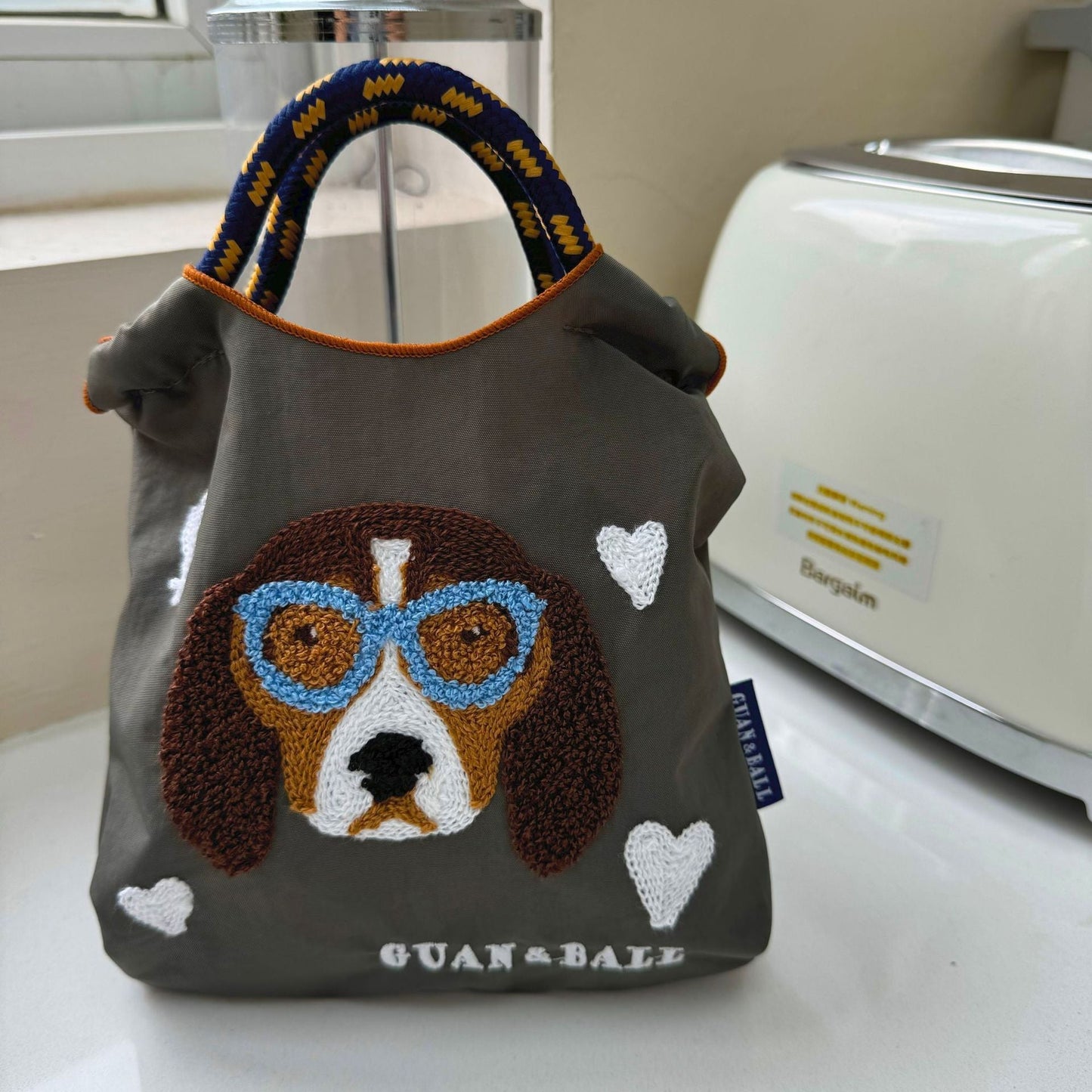 Mini Embrodered Nylon Shopping Shoulder Bag