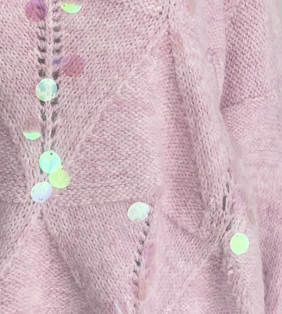 Vintage Sequin Hollow Out Knit Sweater