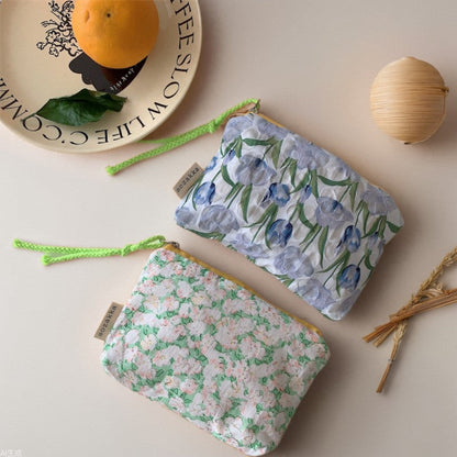 Simple Flower Print Mini Make Up Bag