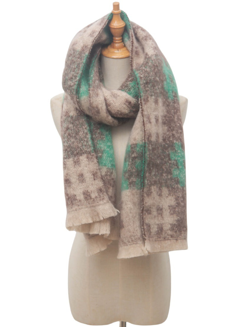 Plaid Print Contrast Color Scarves