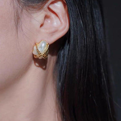 Vintage Irregular Pearl Letter Earrings