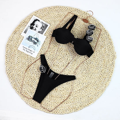 Flower Strap Bikini High Waist Triangle Sexy Swimwear
