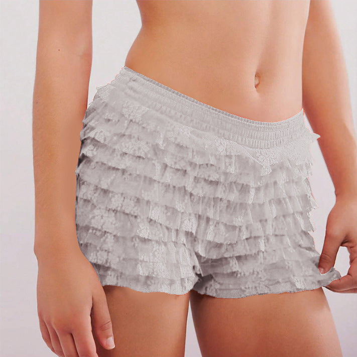 Ruffle Solid Color Low Waist Shorts