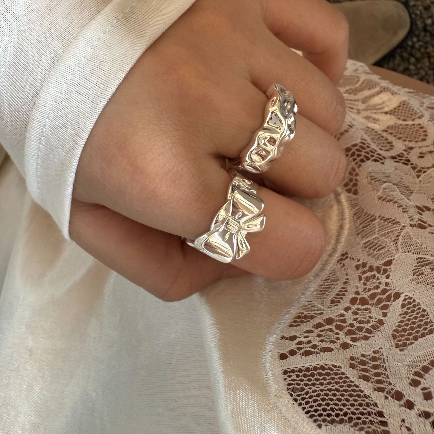 Trendy Silver Wide Open Band Ring