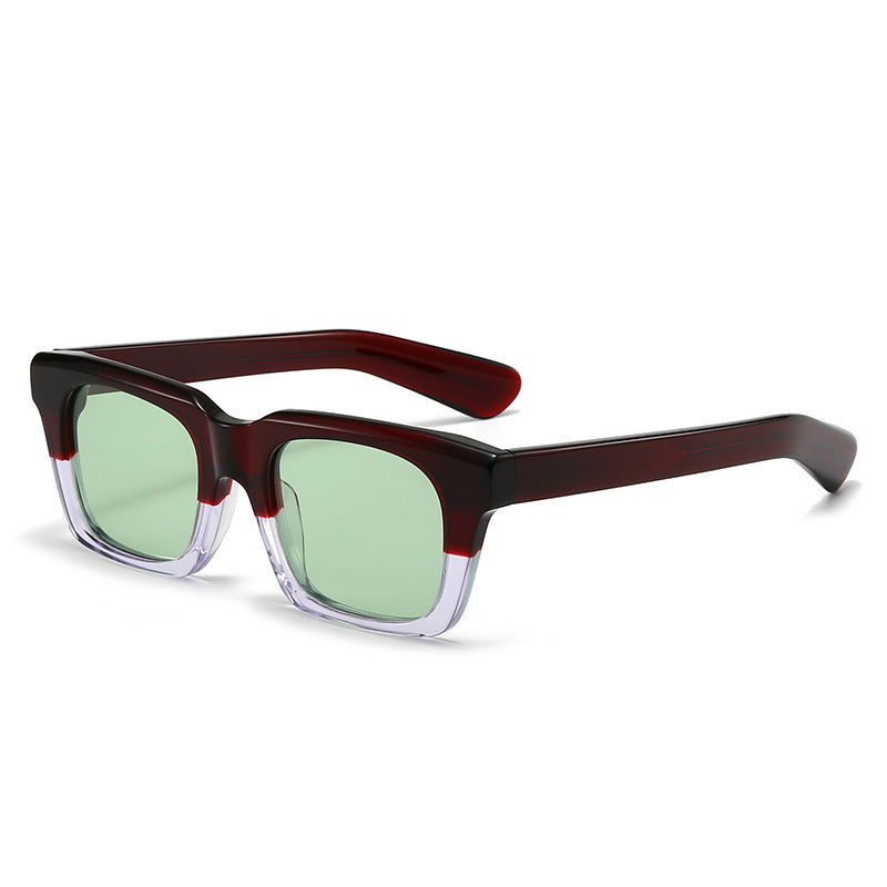 Trendy Polarized Square Frame  Acetate Sunglasses
